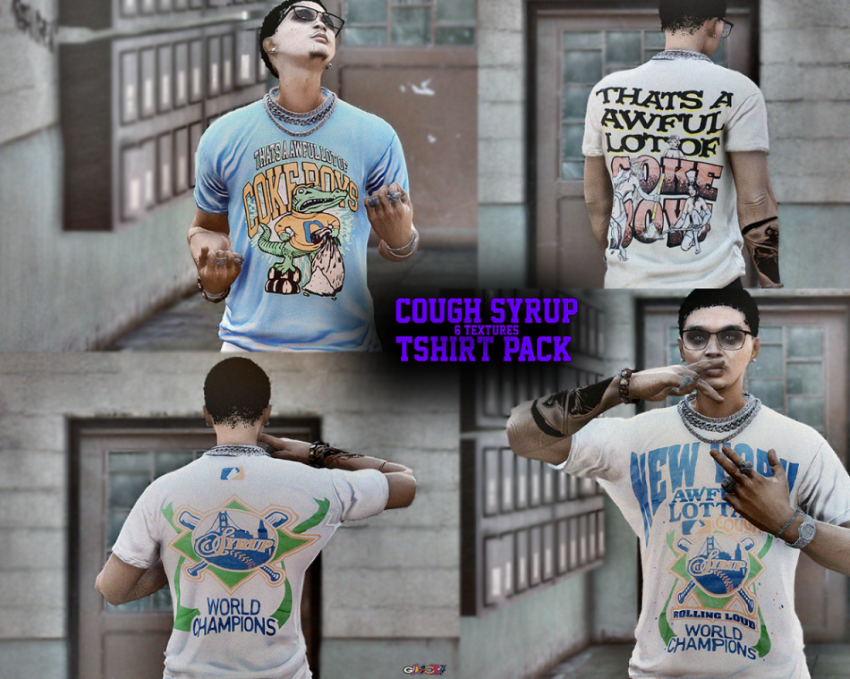 Cough Syrup T-Shirt Pack For MP Male V1.0 – GTA 5 mod