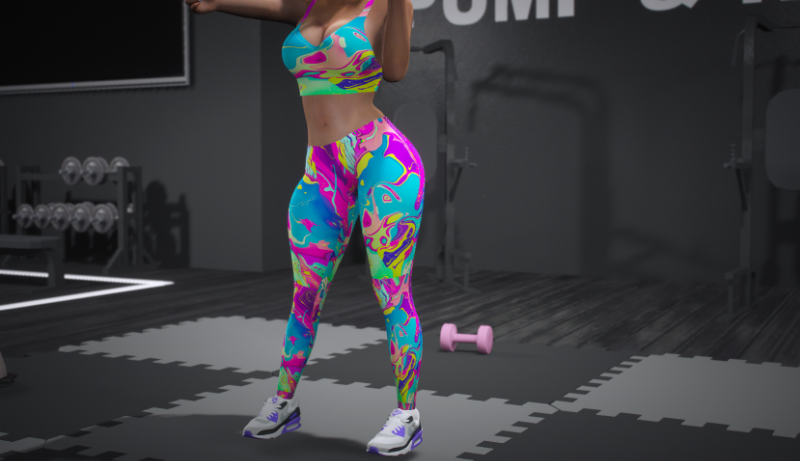 Gym Mp Female Ped + Sporty Outfit Leggings&Top Full Body Mod