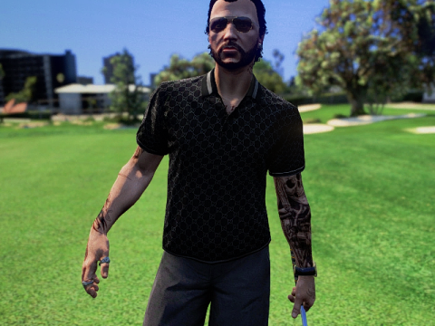 Black Gucci Polo Shirt for MP Male V1.0