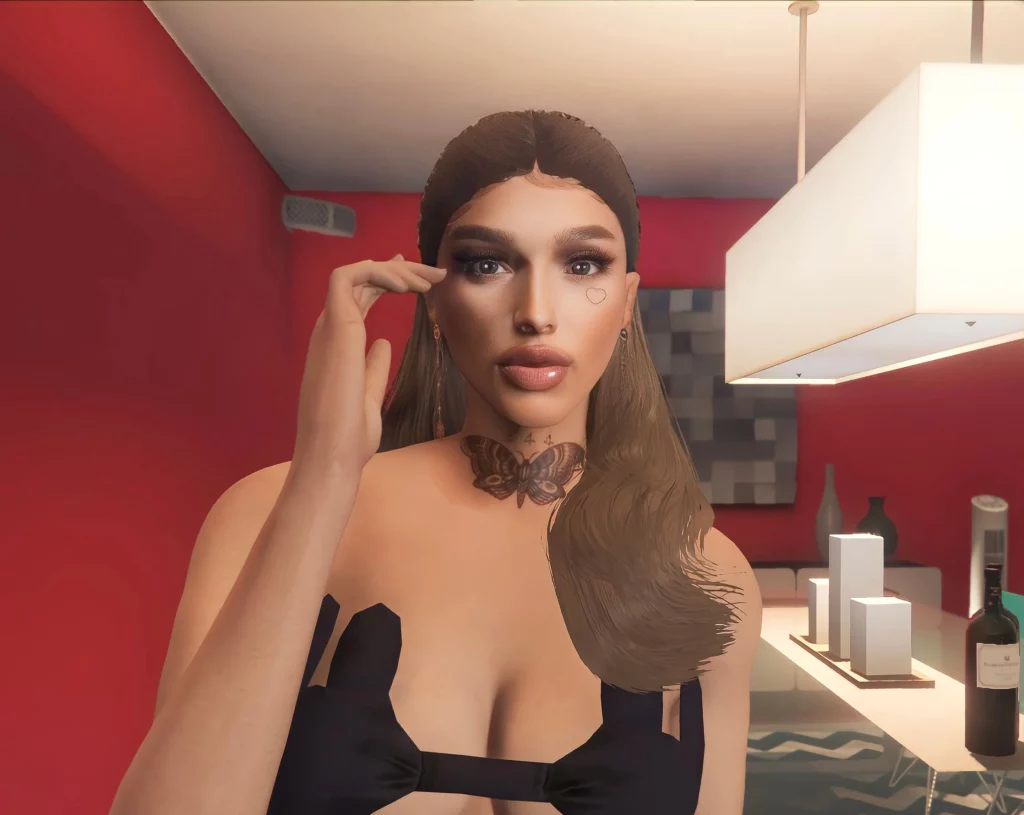 FEMALE CUSTOM FACE WITH BUTTERFLY TATS