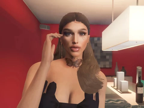 FEMALE CUSTOM FACE WITH BUTTERFLY TATS