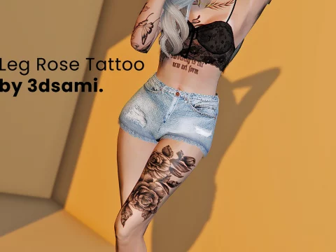 Leg Roses Tattoo 1.0