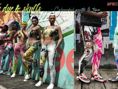 Tie dye & skulls - pants for MP Female & MP Male V1.0