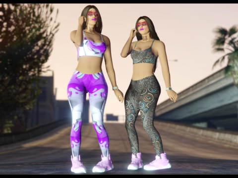 Gym Mp Female Ped + Retro Outfit Leggings&Top Full Body Mod v1