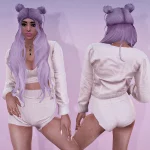 Long hair with two buns for MP Female Long hair with two buns for MP Female
