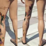 Space Theme Full Leg Tattoo