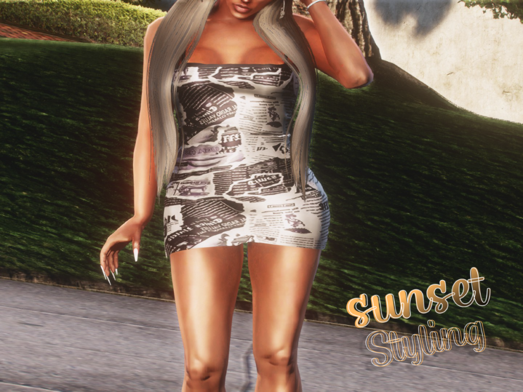 Newspaper Print Dress for MP Female 1.0