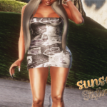 Newspaper Print Dress for MP Female 1.0