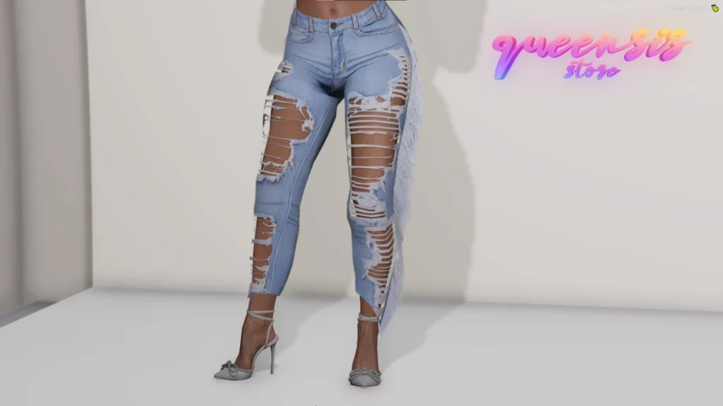 Ripped Fringe Jeans for MP Female Vanilla Body 1.0
