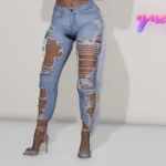 Ripped Fringe Jeans for MP Female Vanilla Body 1.0