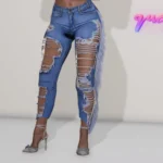 Ripped Fringe Jeans for MP Female Vanilla Body 1.02