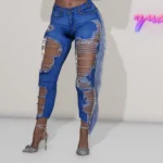 Ripped Fringe Jeans for MP Female Vanilla Body 1.03