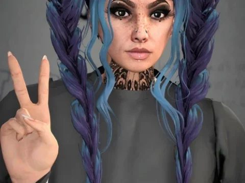 Messy Pigtails Hair for Mp Female