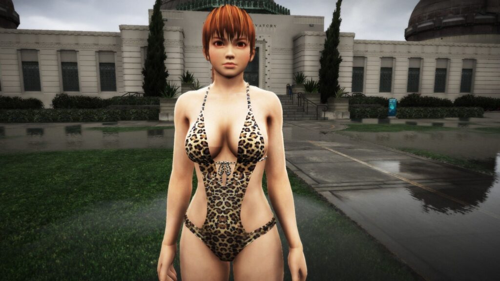 Kasumi in a closed swimsuit