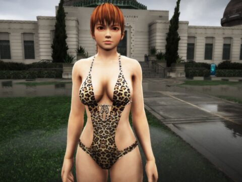 Kasumi in a closed swimsuit