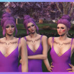 Big messy bun hairstyle pack with 3 fringe variants for MP Female