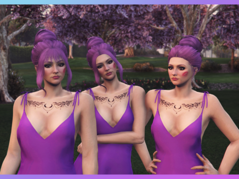 Big messy bun hairstyle pack with 3 fringe variants for MP Female