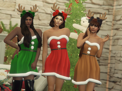 XMas Dress & Reindeer Anklers for MP Female V1.0