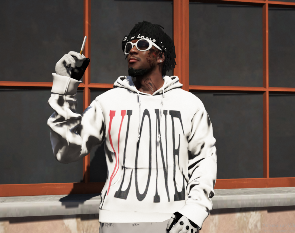 Black & White VLONE Hoodie For Franklin 