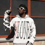 Black & White VLONE Hoodie For Franklin