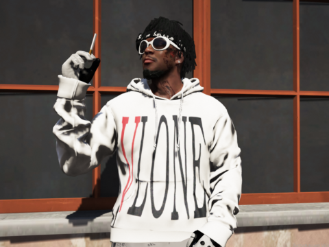 Black & White VLONE Hoodie For Franklin