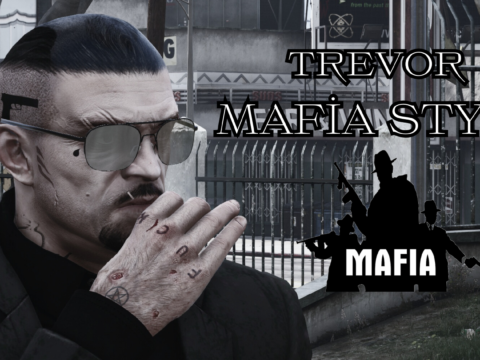 Mafia style tattoos, hair and black suit for Trevor V1.0