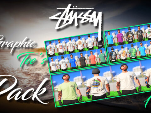 Stussy Graphic Tee's Pack For MP Males V1.0