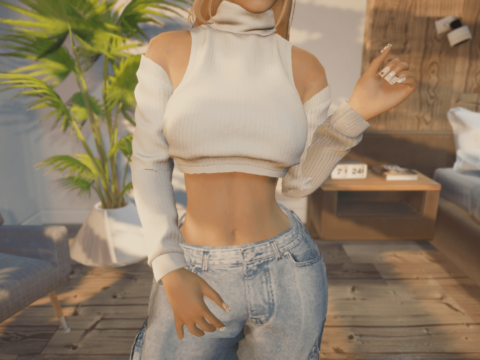 Wool Separate Sleeve Top for MP Female 1.0