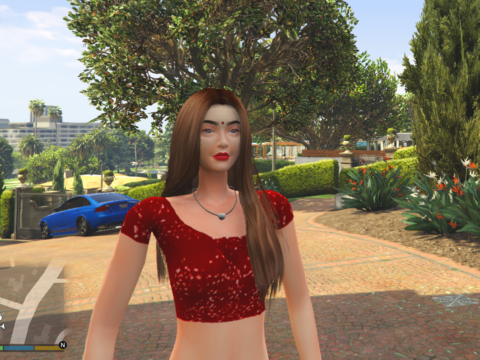 Sims 4 Custom Female Indian Girl Lehanga Dress [Add-On Ped] V1.0