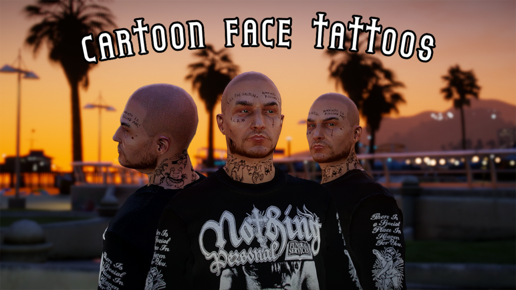 Cartoon Face/Neck Tattoos / Premade / MP Male