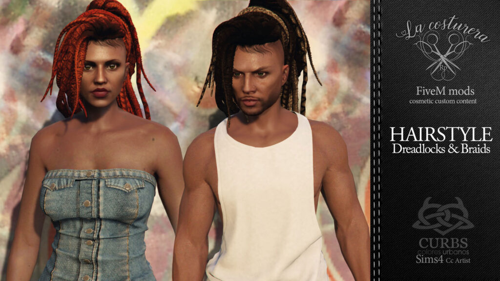 Dreadlocks and braids hairstyle FEM+MALE v1
