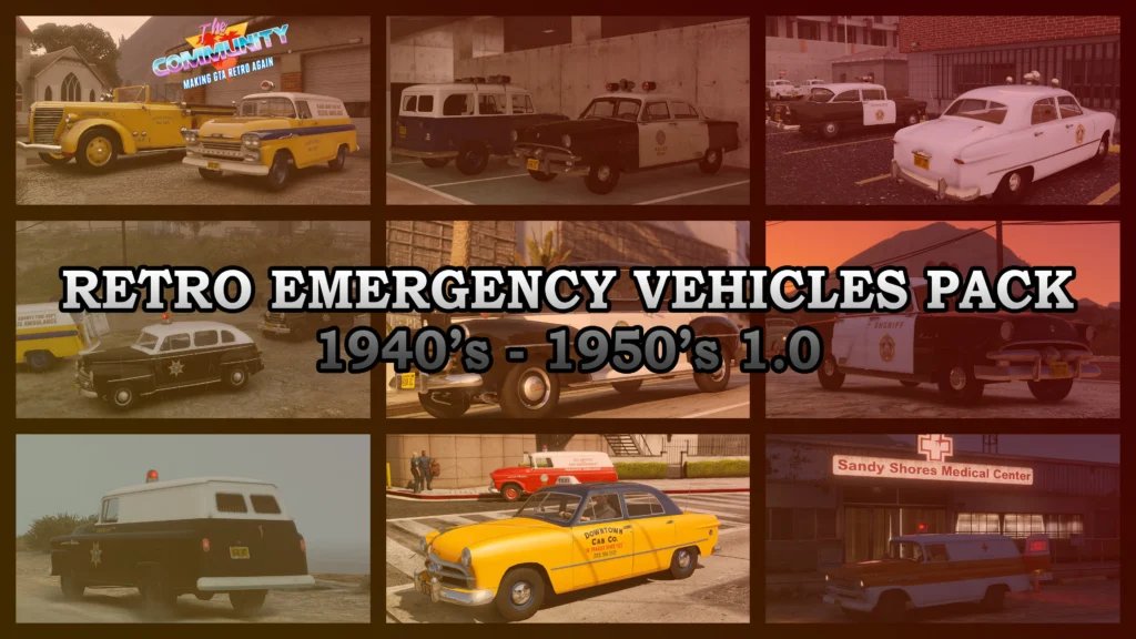 Retro Emergency Vehicles Pack ( 40's - 50's ) [ Add-on | Non-els | LODs ] 1.0