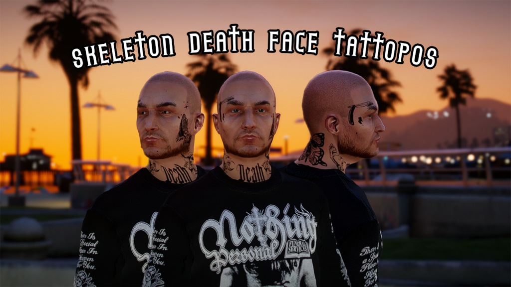 Skeleton Themed Face/Neck Tattoos / Premade / MP Male V1.0