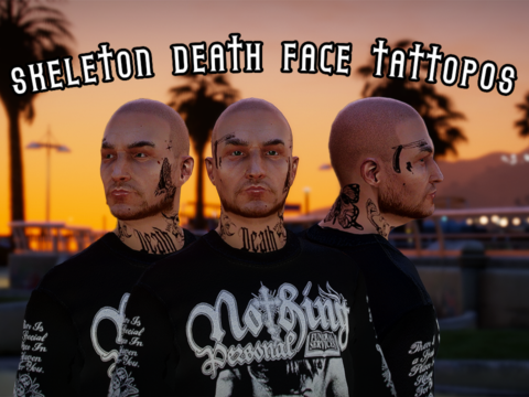 Skeleton Themed Face/Neck Tattoos / Premade / MP Male V1.0