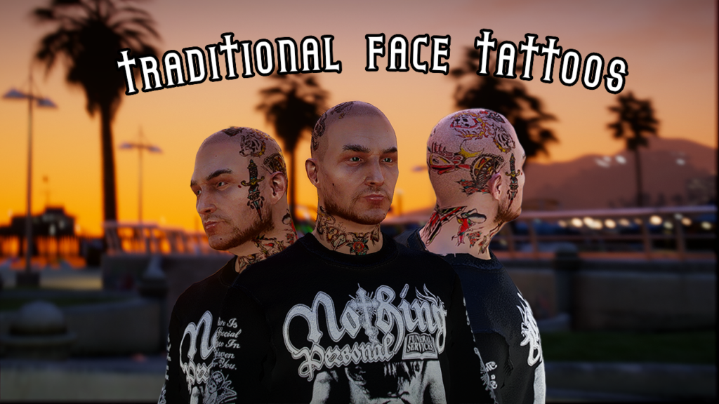 Traditional Face/Neck Tattoos / Premade / MP Male / SP