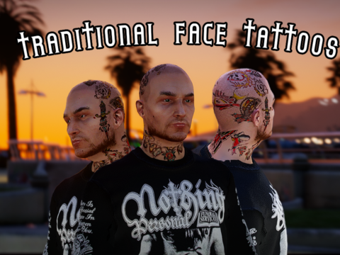 Traditional Face/Neck Tattoos / Premade / MP Male / SP