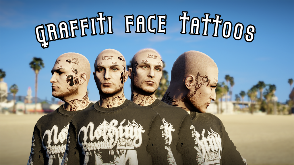ACAB Graffiti Themed Face + Neck Tattoos / MP Male /Female / SP