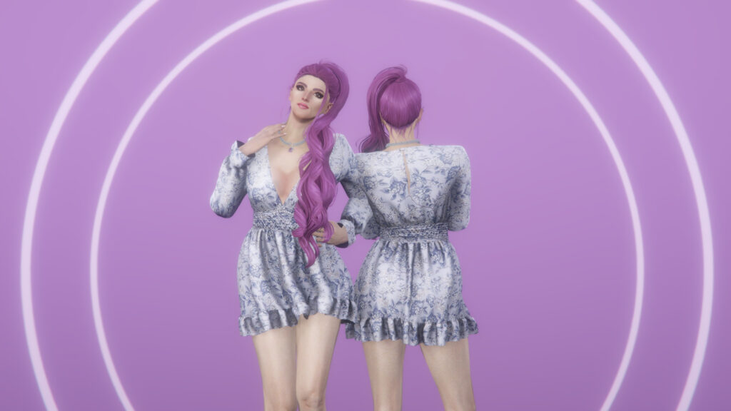 Curly ponytail hairstyle with physics for MP Female 1.0