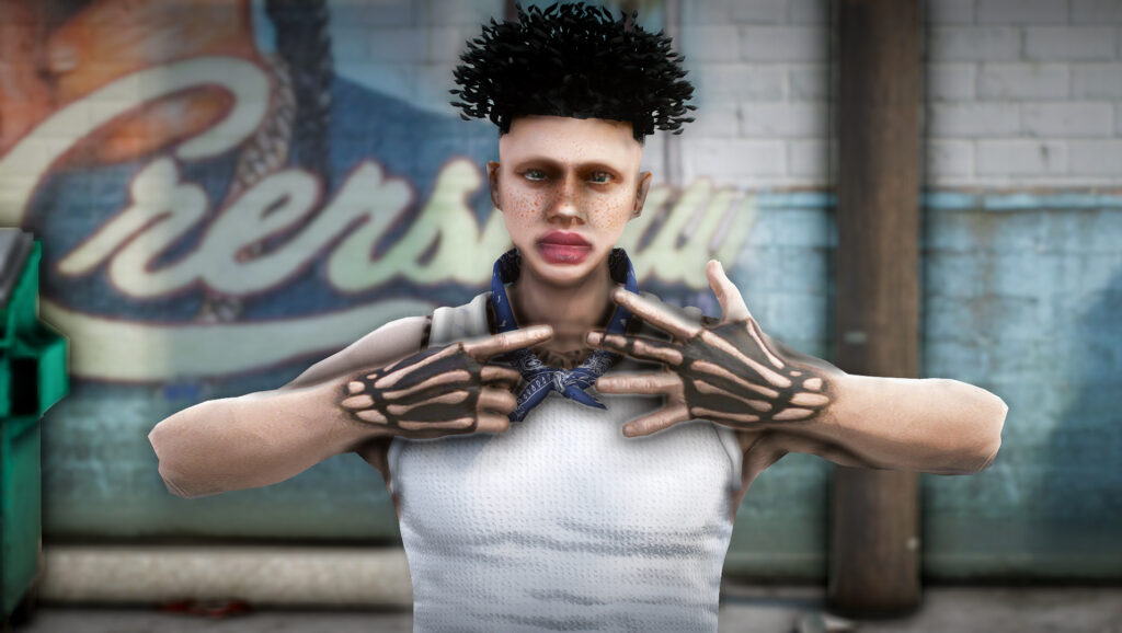 Middle Finger Skeleton Hand Tattoo For MP Male 1.0