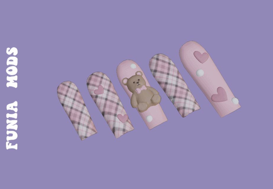 Teddy bear nails for Female 1.0