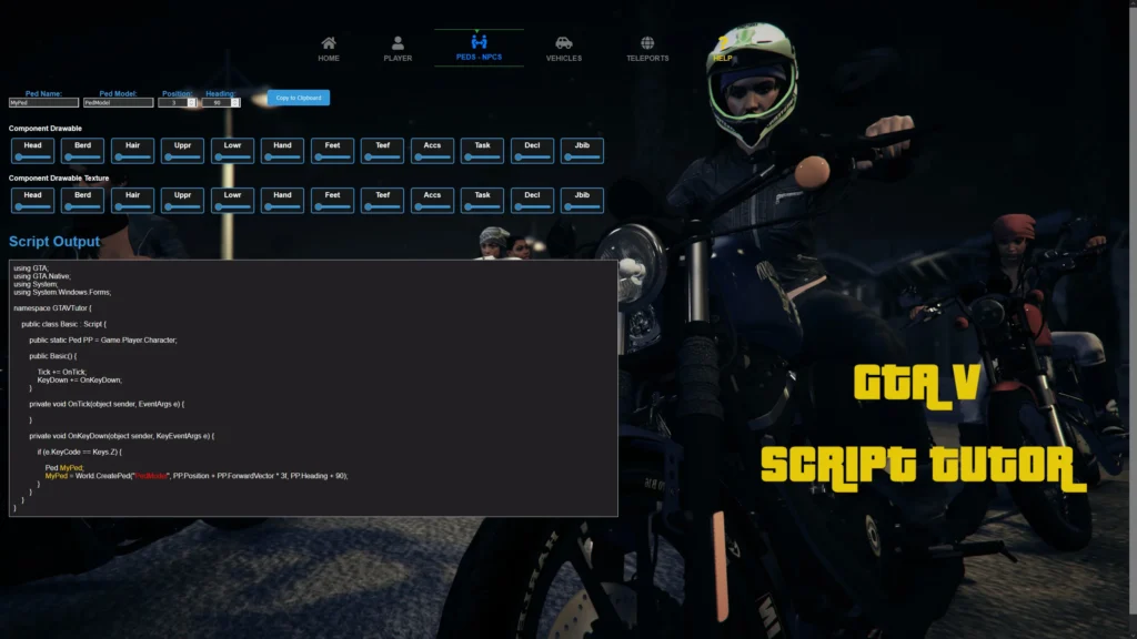 GTA V Script Tutor - Experimental Version - Peds Only