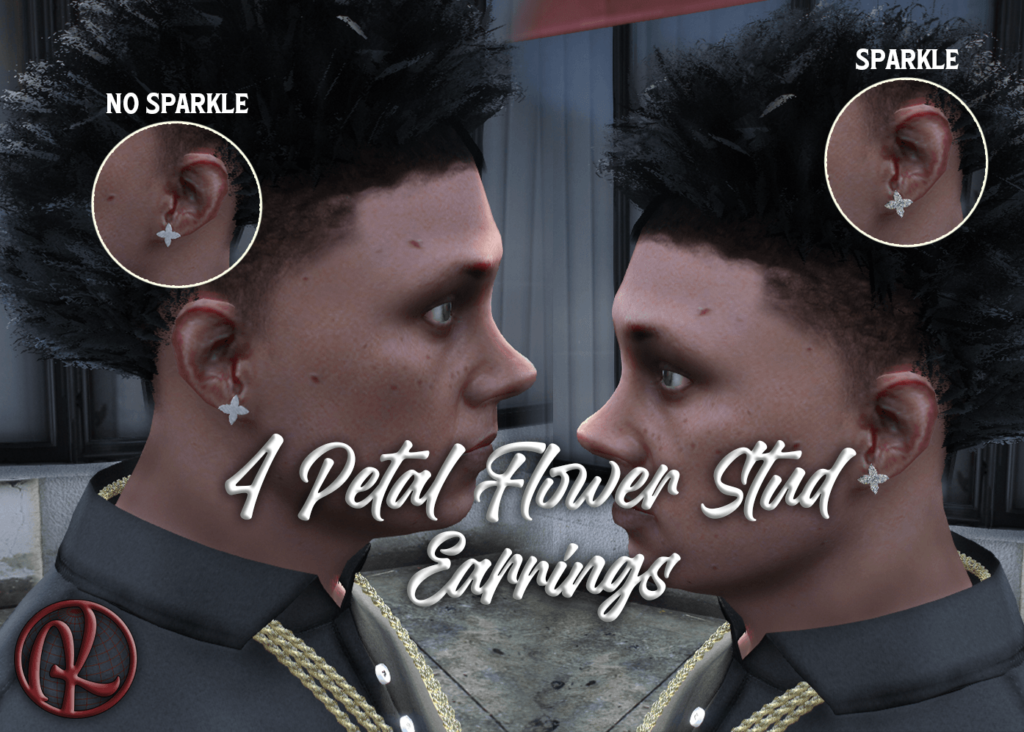 4 Petal Flower Stud Earrings For MP Male 1.0