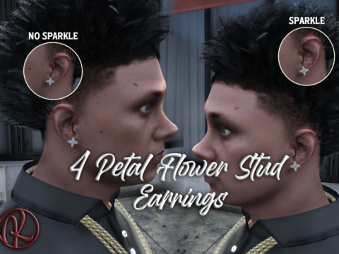 4 Petal Flower Stud Earrings For MP Male 1.0