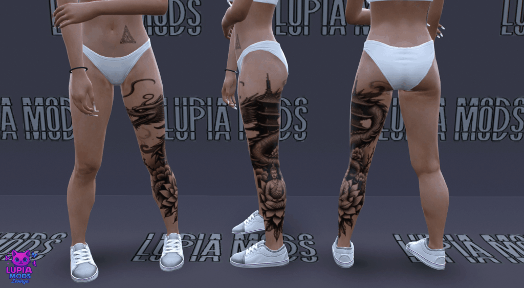 Dragon Lotus // Tattoo Left Leg // MP Male and Female V1.0