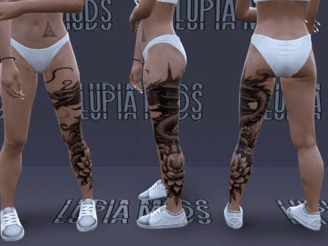 Dragon Lotus // Tattoo Left Leg // MP Male and Female V1.0