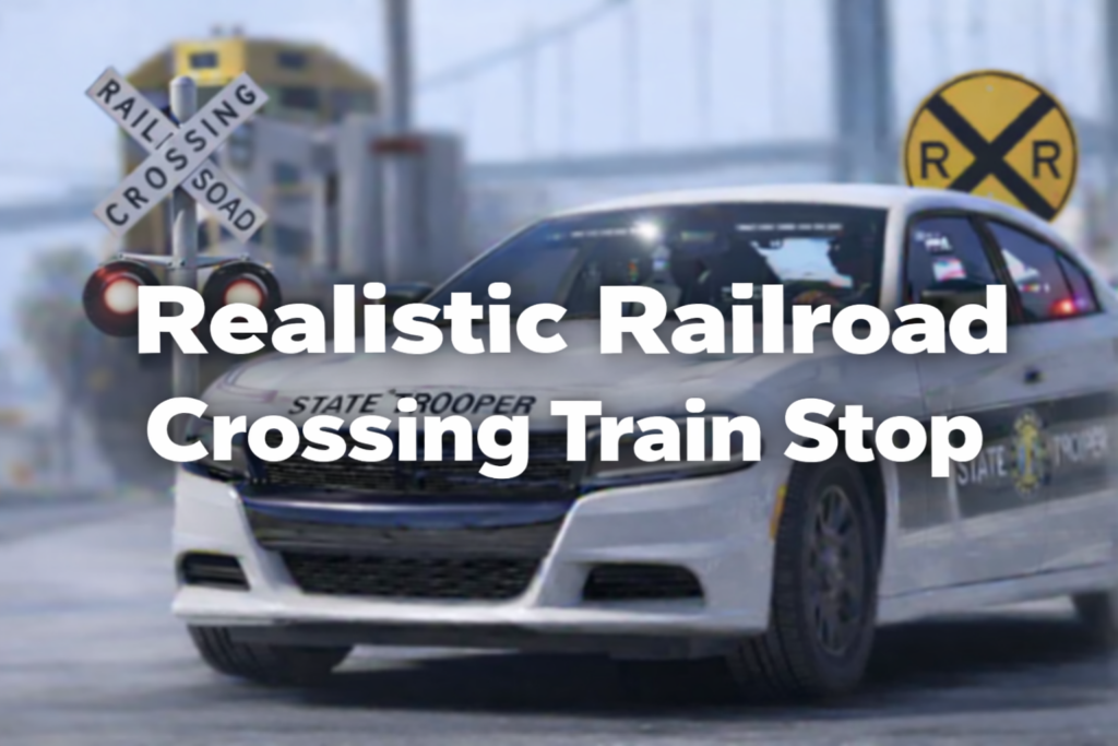 Realistic Railroad Crossing Train Stop