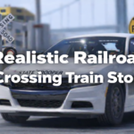 Realistic Railroad Crossing Train Stop