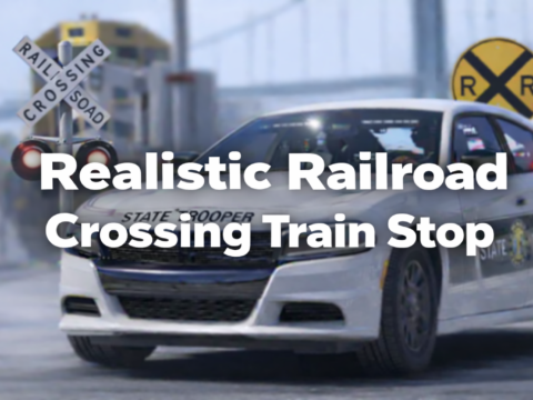 Realistic Railroad Crossing Train Stop