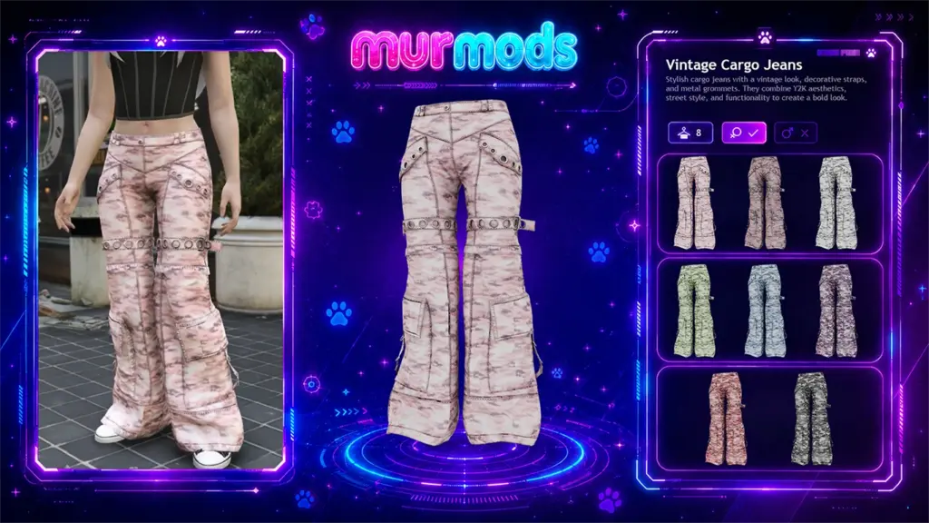 Vintage Cargo Jeans for MP Female 1.0